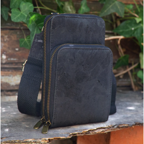 Mobiltaske i sort kork