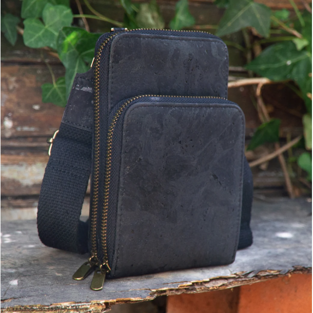 Mobiltaske i sort kork