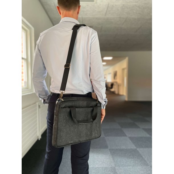 Arbejdstaske / computertaske / rejsetaske i kork til b�rbar computer, sort