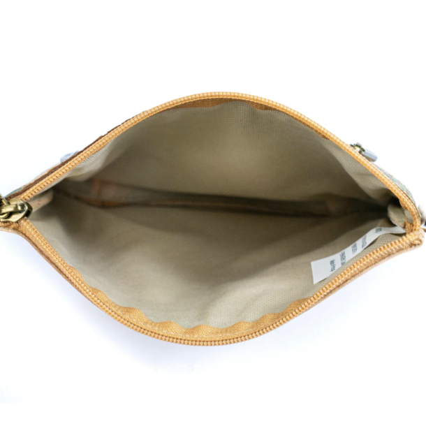 Lille skuldertaske i kork, natur med mnster i lysebrun/natur