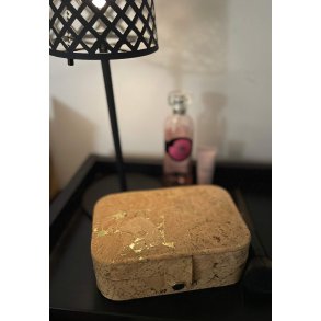 Smykkeskrin i kork med guldnister, aflang