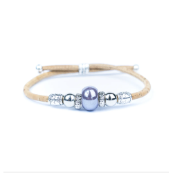 Armb�nd i kork med lilla perle