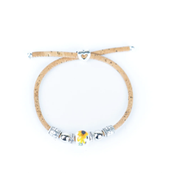 Armbnd i kork med perle med solsikke