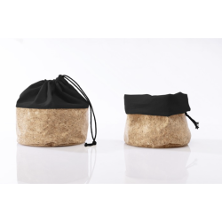 Frugt- og br�dpose med kork og sort bomuld, str L