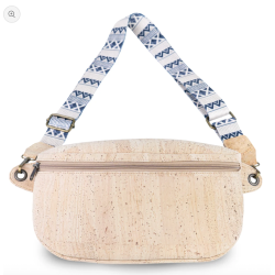 Bumbag i natur kork med m�nstret rem