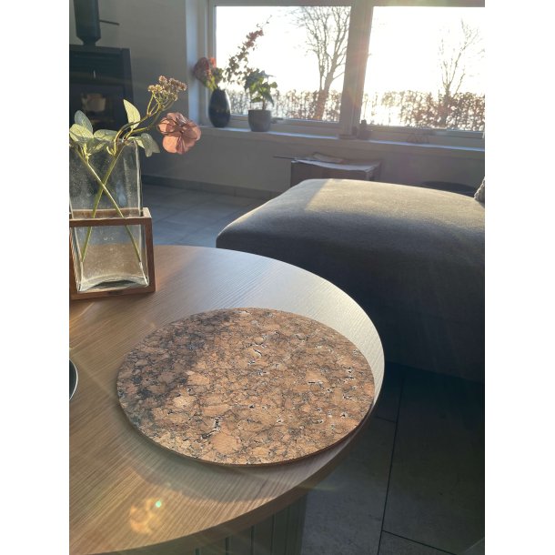 D�kkeserviet i kork, brun, rund 30 cm