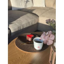 D�kkeserviet i kork, brunsort, rund 30 cm