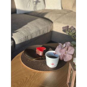 D�kkeserviet i kork, brunsort, rund 30 cm