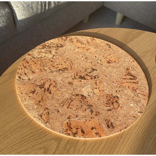 D�kkeserviet i kork, naturfarve, rund 30 cm