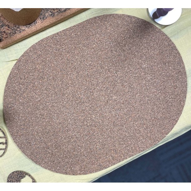D�kkeserviet i kork med naturm�nster, oval