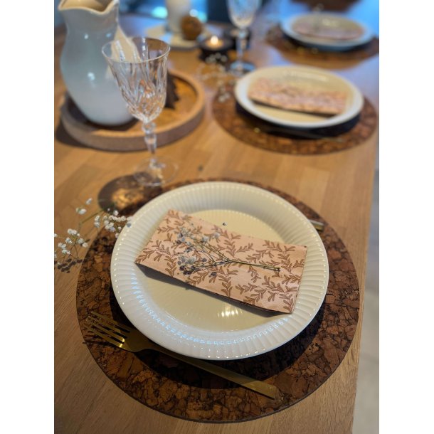 D�kkeserviet i kork, brun, 36 cm, rund