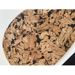 D�kkeserviet i naturfarve med sort m�nster, oval