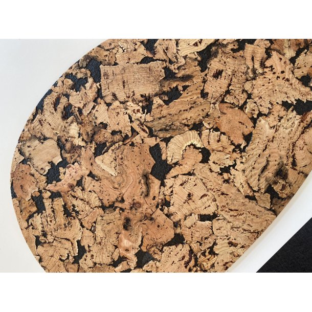 D�kkeserviet i naturfarve med sort m�nster, oval