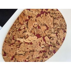 Dkkeserviet i naturfarve med rdt mnster, oval