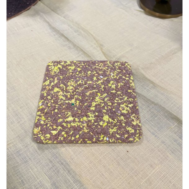 Glasbrik i kork og genanvendt EVA, gul og firkantet