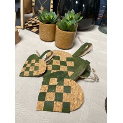 Eiki flettet julehjerte i kork, grn/natur