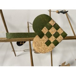 Eiki flettet julehjerte i kork, grn/natur