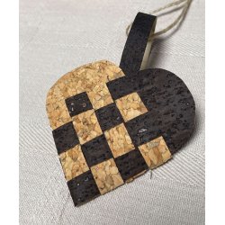 Eiki flettet julehjerte i kork, mrkebrun/natur