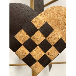 Eiki flettet julehjerte i kork, mrkebrun/natur