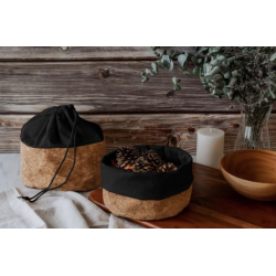 Frugt- og brdpose med kork og sort bomuld, str. M