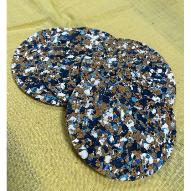 Glasbrik i kork og genanvendt EVA, bl� og rund