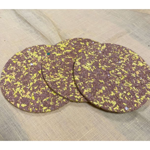 Glasbrik i kork og genanvendt EVA, gul og rund