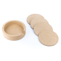 Glasbrikker i kork med holder, runde natur