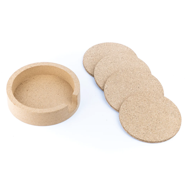 Glasbrikker i kork med holder, runde natur