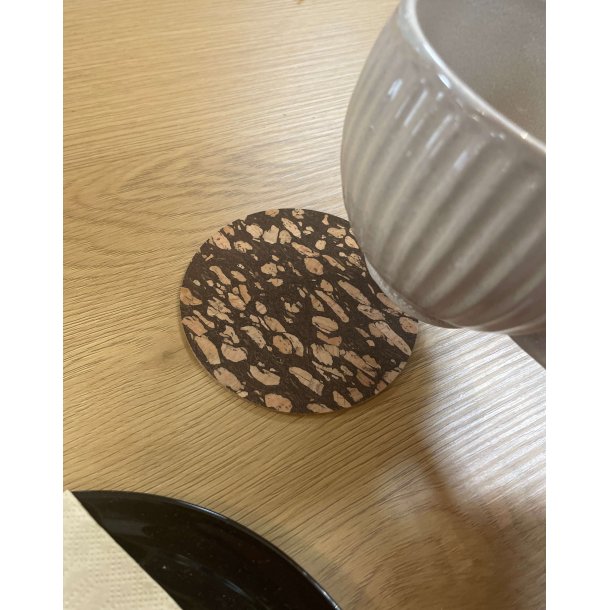  Glasbrikker i kork og genanvendt kaffegrums, runde, 4 stk