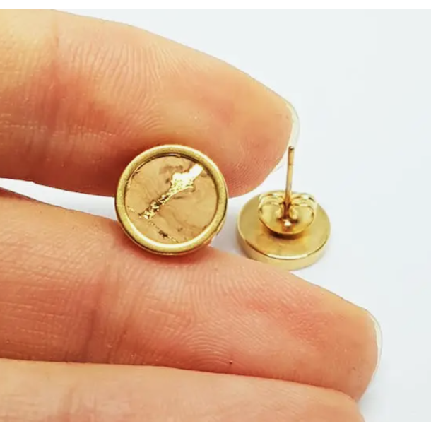 �reringe med natur kork og forgyldt rustfrit st�l