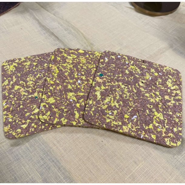 Glasbrik i kork og genanvendt EVA, gul og firkantet