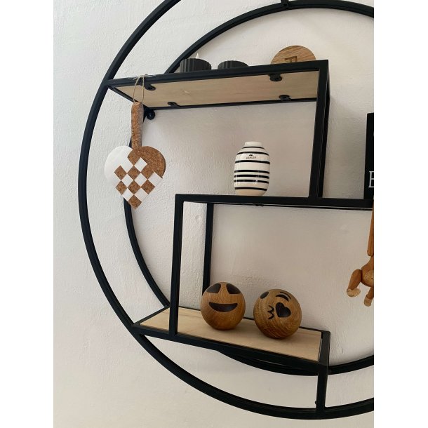 Eiki flettet julehjerte i kork, hvid/natur