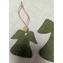 Eiki juleengel til ophng i kork, grn