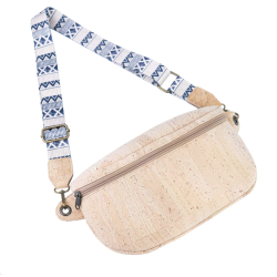 Bumbag i natur kork med m�nstret rem