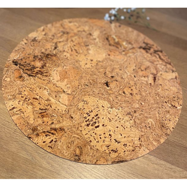 Dkkeserviet i kork, naturfarve, rund