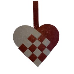 Eiki flettet julehjerte i kork, mrkerd/gr