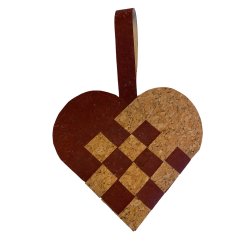 Eiki flettet julehjerte i kork, mrkerd/natur