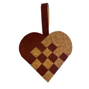 Eiki flettet julehjerte i kork, mrkerd/natur