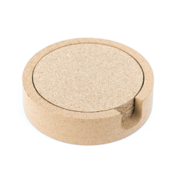 Glasbrikker i kork med holder, runde natur