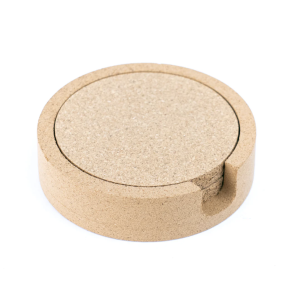 Glasbrikker i kork med holder, runde natur