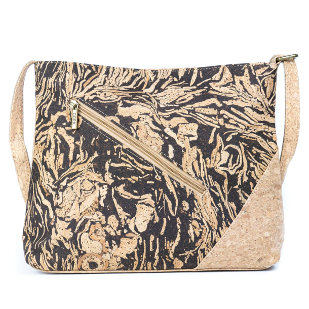 Taske i naturkork med natur/brun mnster