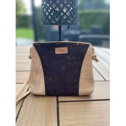 Lille taske i natur kork og m�rkebrunt kork