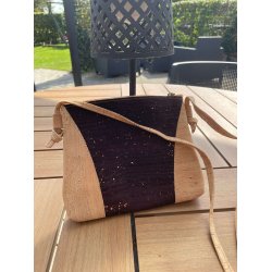 Lille taske i natur kork og m�rkebrunt kork