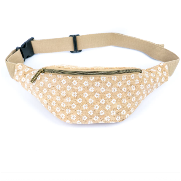 Mavetaske i kork med blomsterm�nster