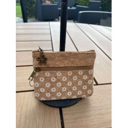 Mntpung i naturkork med mrkeblt mnster