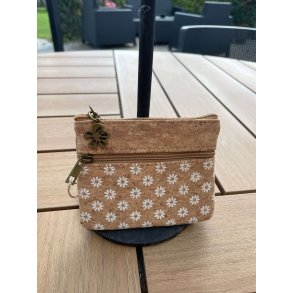 Mntpung i naturkork med mrkeblt mnster