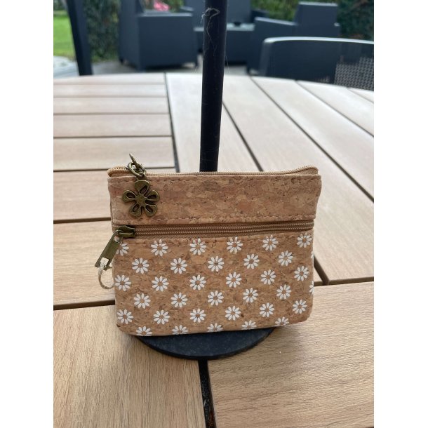 Mntpung i naturkork med mrkeblt mnster