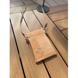 Mobiltaske i kork med hvidt blomstermnster