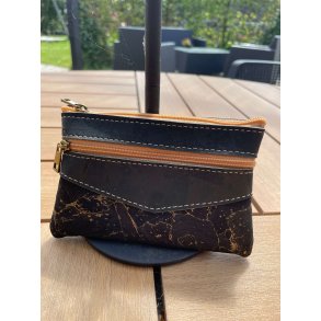 Mntpung i kork, mrkebl med guldmnster