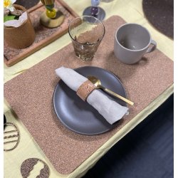 D�kkeserviet i kork med naturm�nster, aflang